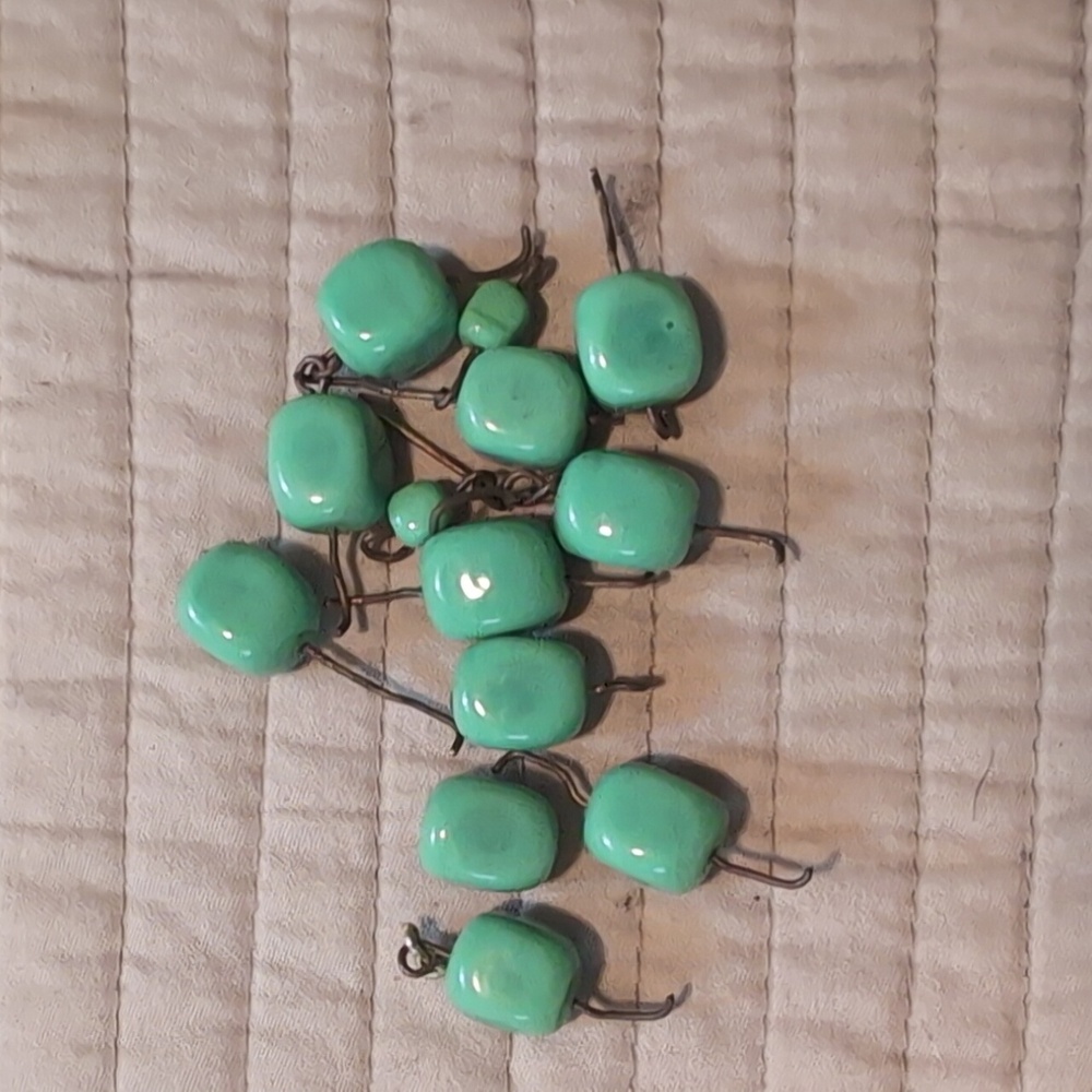 Antique Turquoise Czech Glass Beads